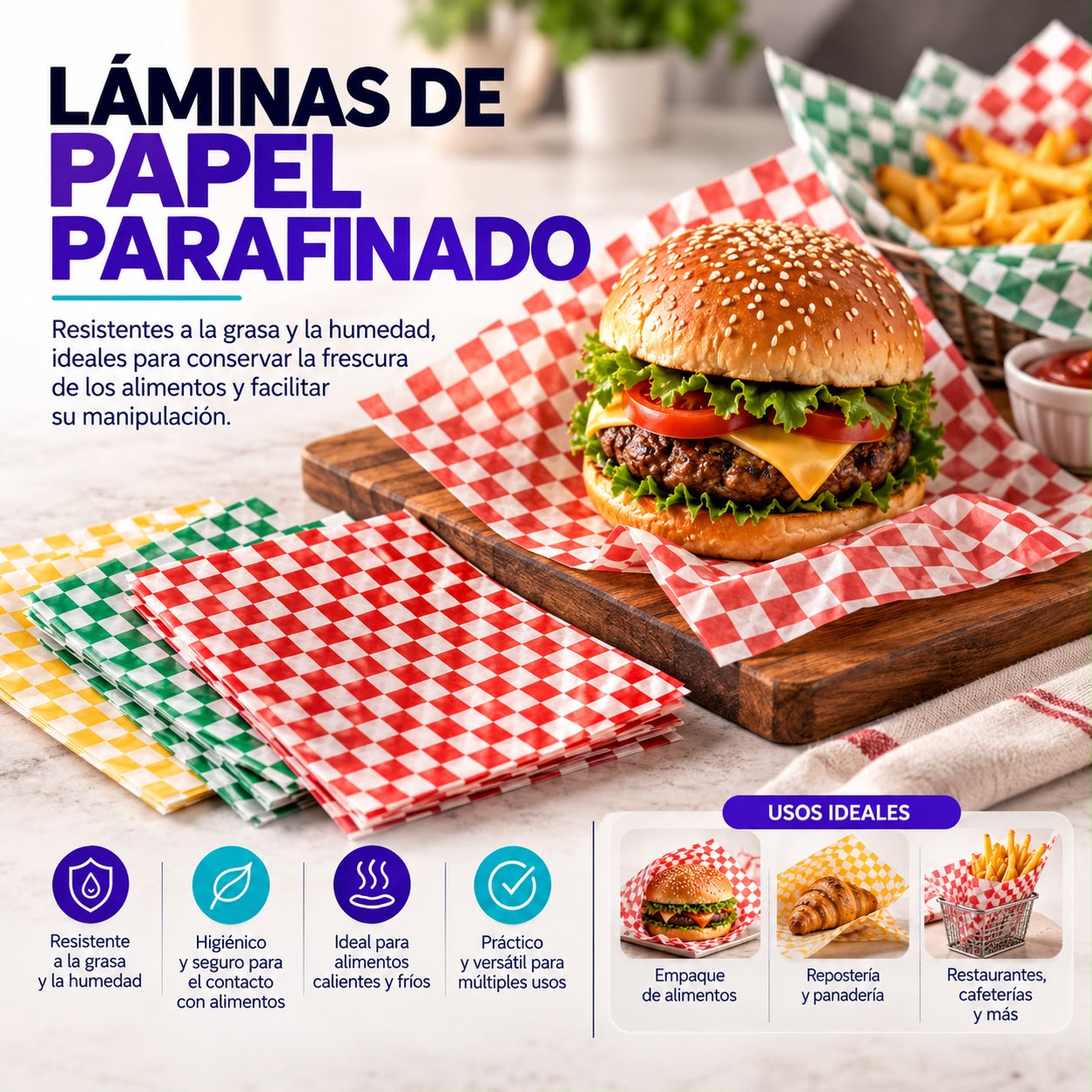 Láminas de papel parafinado