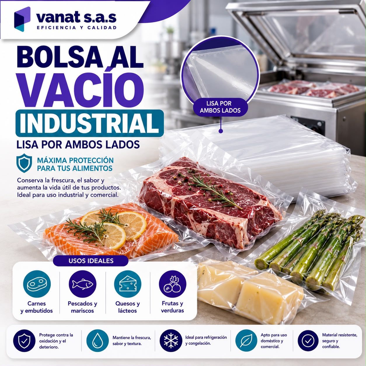 Bolsa al Vacío Industrial Lisa por Ambos Lados