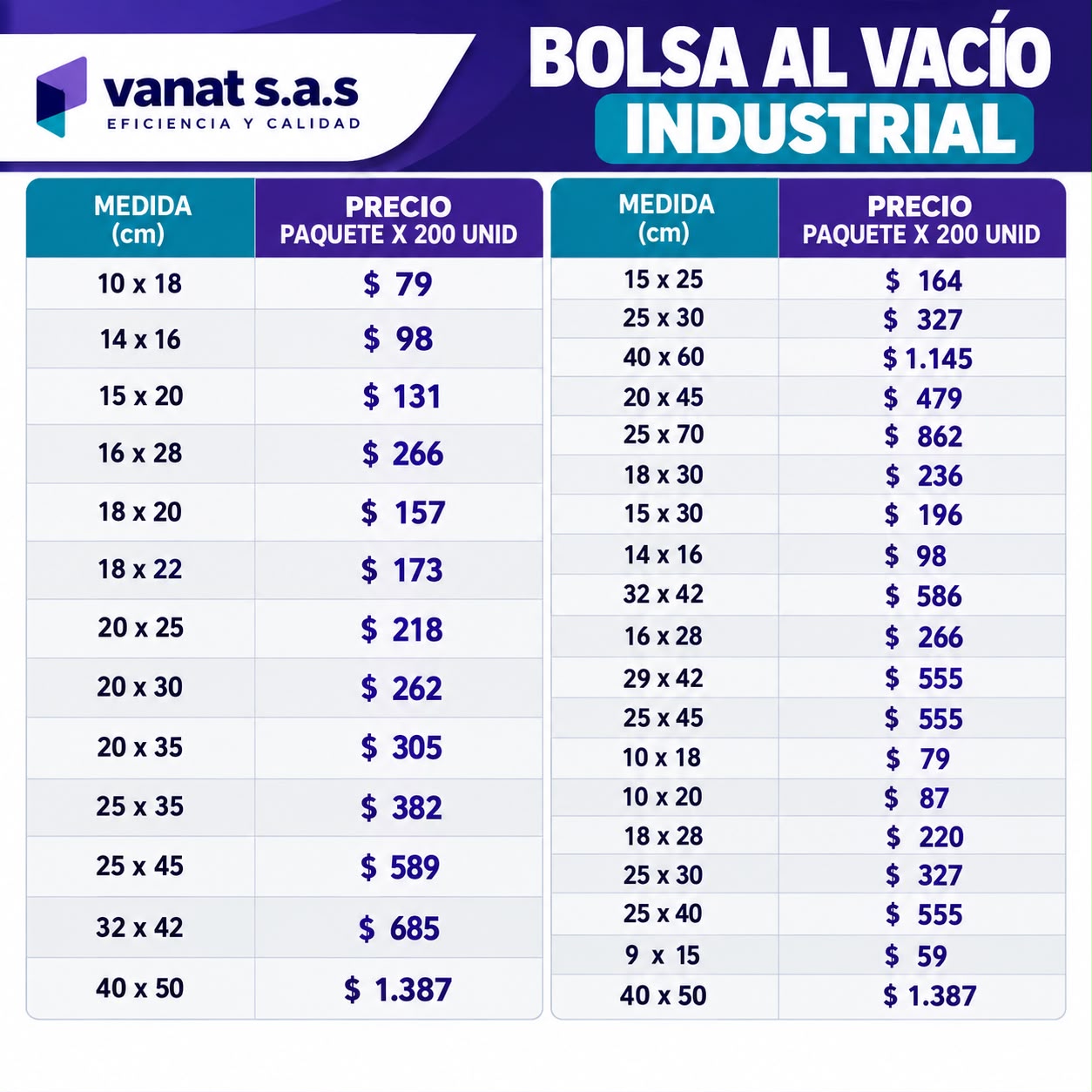 Bolsa al Vacío Industrial Lisa por Ambos Lados - Imagen 2